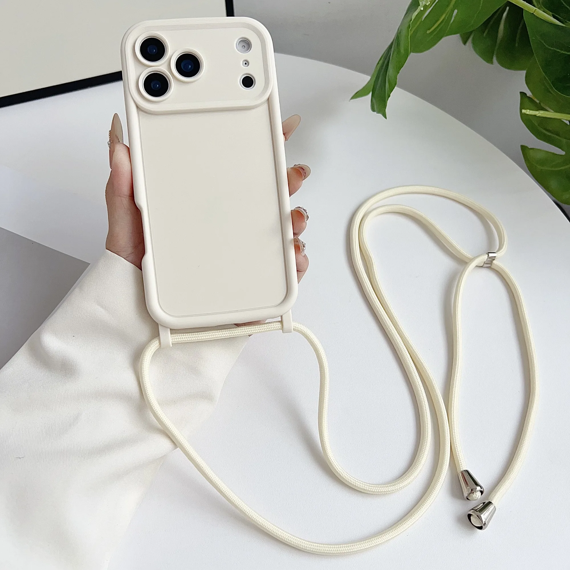 (marrón Claro Iphone 16 Plus) Funda Para Teléfono Con Correa Cruzada, Protege La Cámara, A Prueba De Golpes.