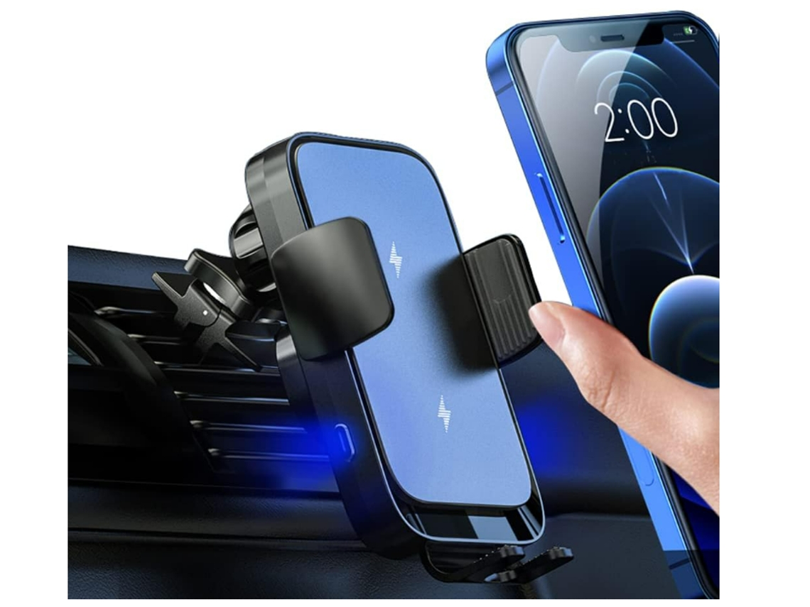 Cargador Inalámbrico Rápido Para Coche De 15 W, Soporte Para Teléfono Con Sujeción Automática Para Rejilla De Ventilación (negro)