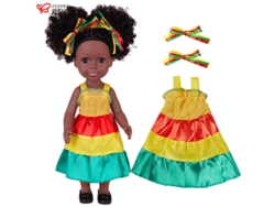 Boneca Negra De 35 Cm, Com Penteado Afro, Figura De Vinil, Brinquedo De Conforto