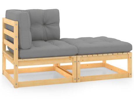 Conjunto 2 de muebles de jardín VIDAXL y cojines madera pino maciza