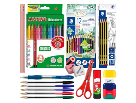 EcoPack 40 Mix - Pack Ahorro Completo con Material Escolar de Primeras Marcas COLEPACK