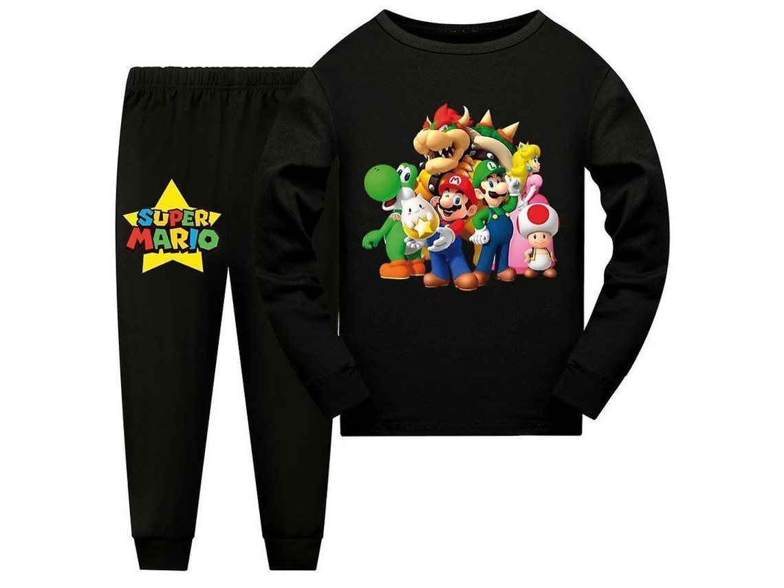 2026-pijamas Niños Niñas 7-14 Años Super Mario Manga Larga Camiseta Pantalones Conjunto Ropa De Dormir Regalo