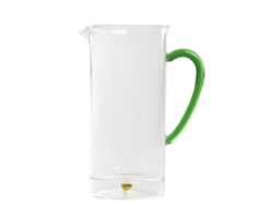 Jarra de fruta artesanal de cristal de borosilicato transparente con decoración de limón en la doble base, jarra de 120 cl con diseño italiano.