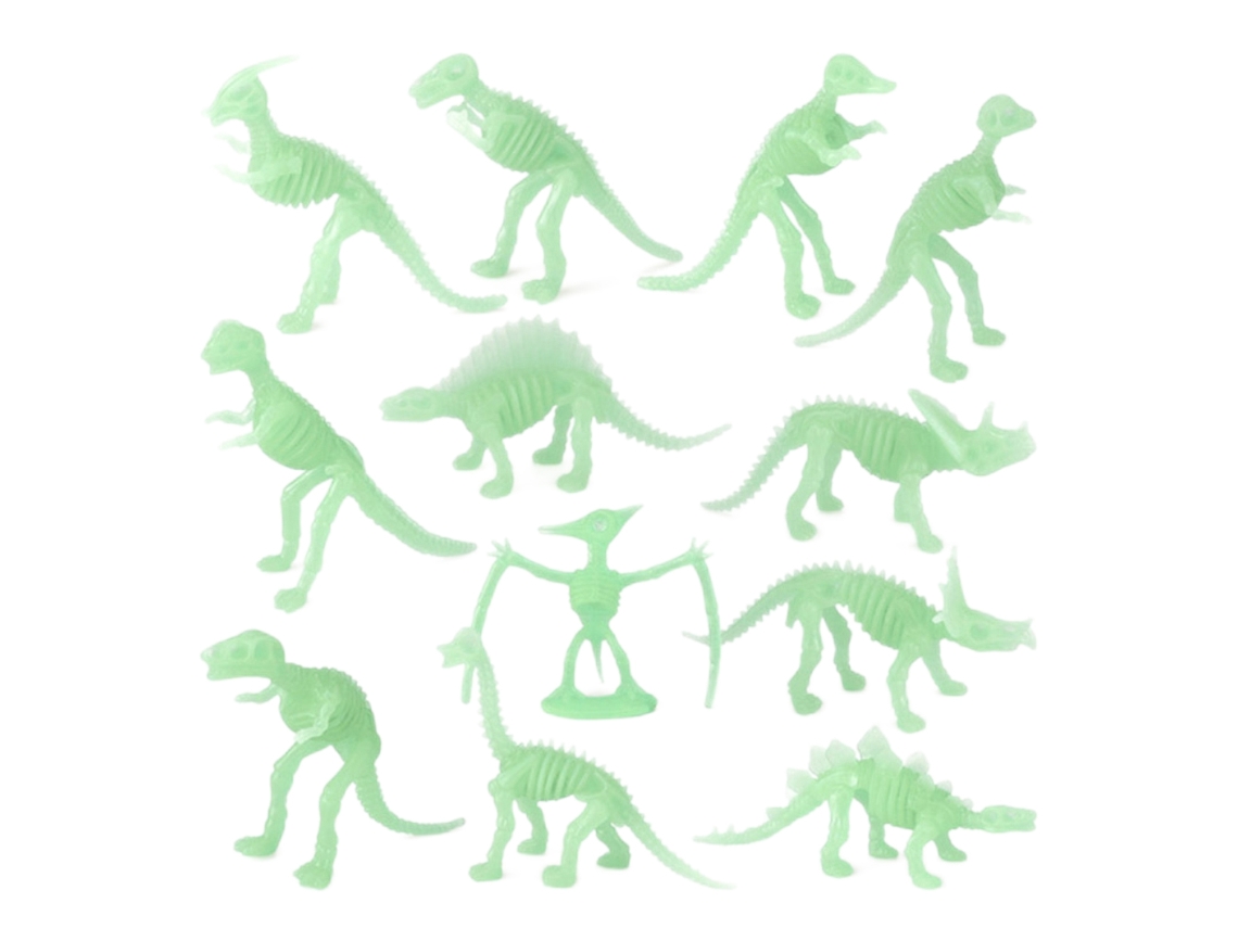 12 Esqueletos Luminosos De Dinosaurios Fósiles: Juguetes De Tiranosaurio Y Pterosaurio.