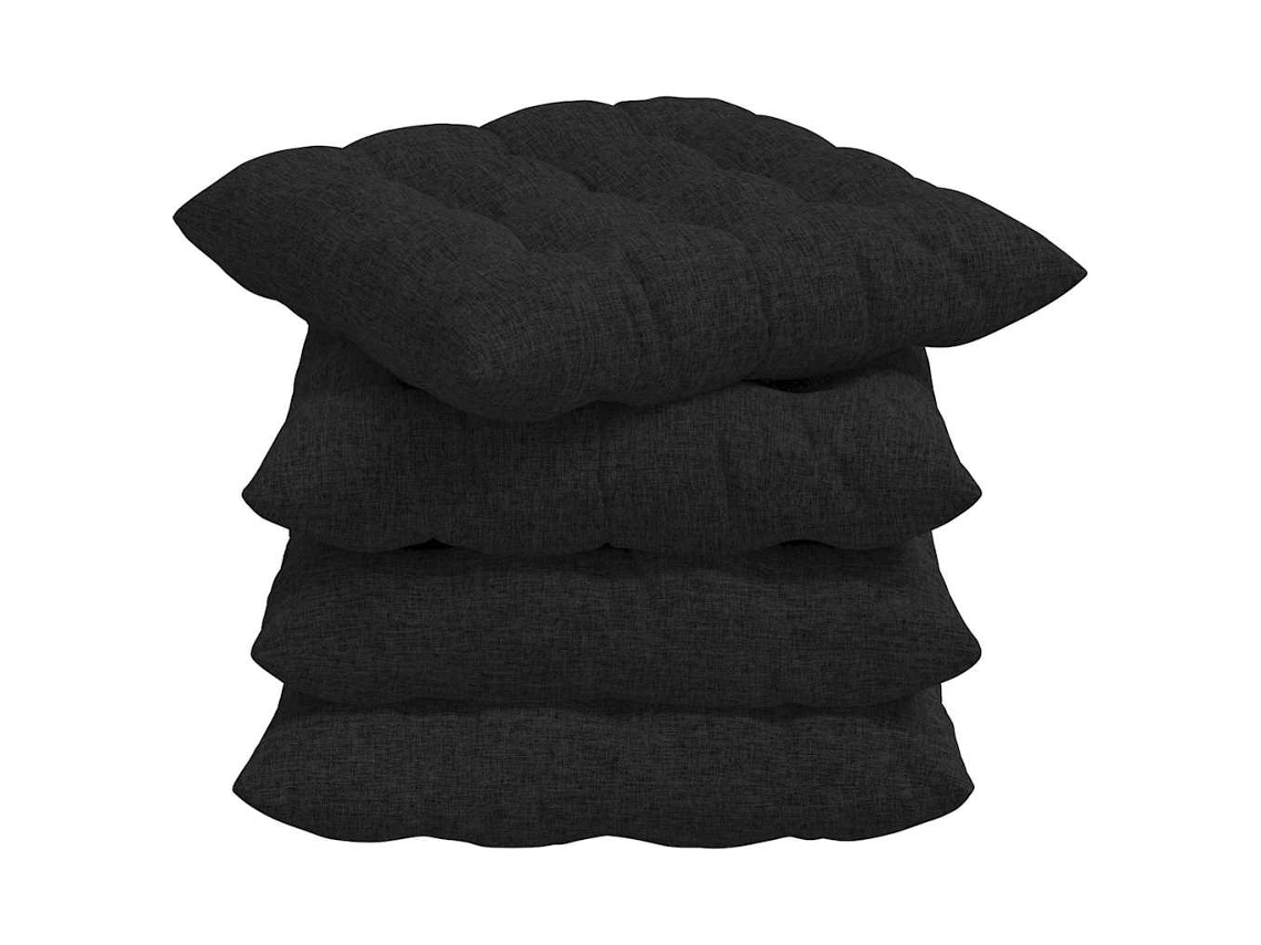 Cojines para asiento, 4 unidades, color negro, 40 x 40 x 6 cm, tela HARLANV1