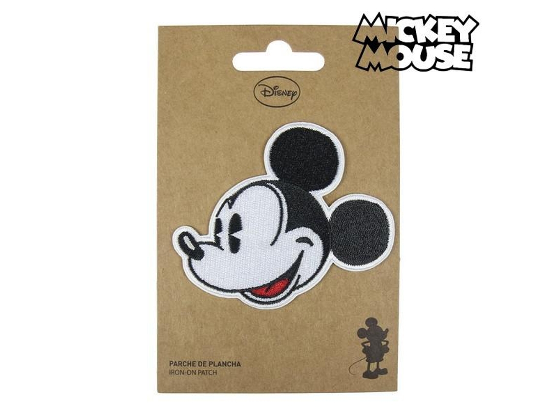 Parche Mickey Mouse Negro Blanco Poliéster