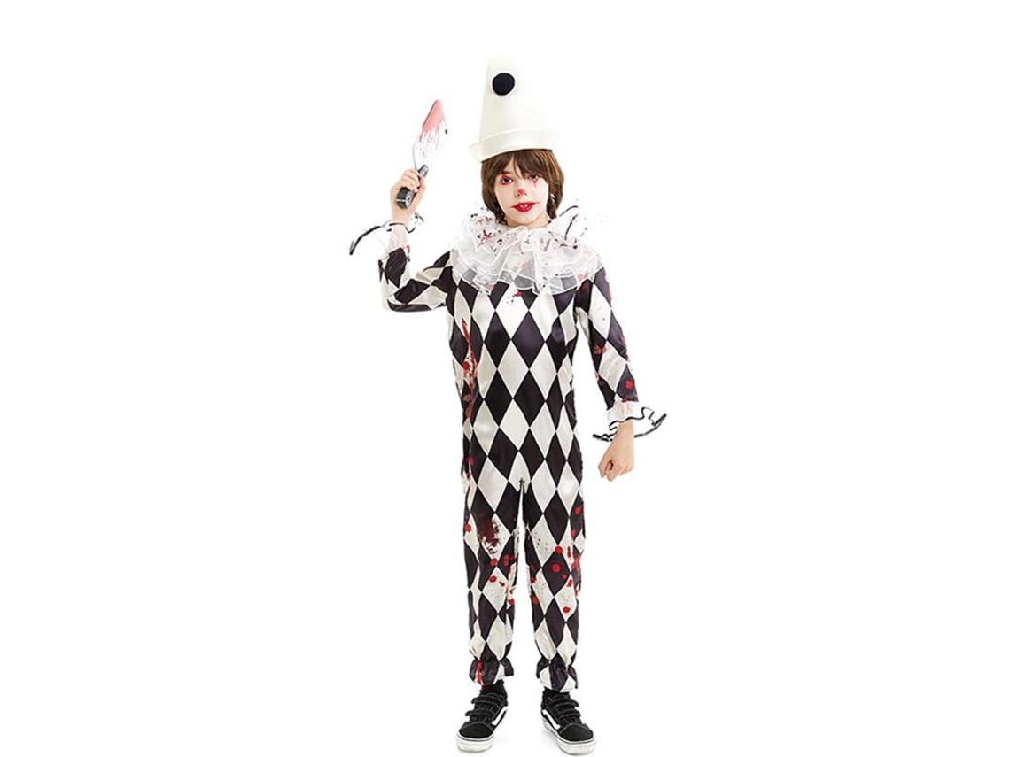 Disfraz de Payaso Pierrot Asesino con gorro para niño