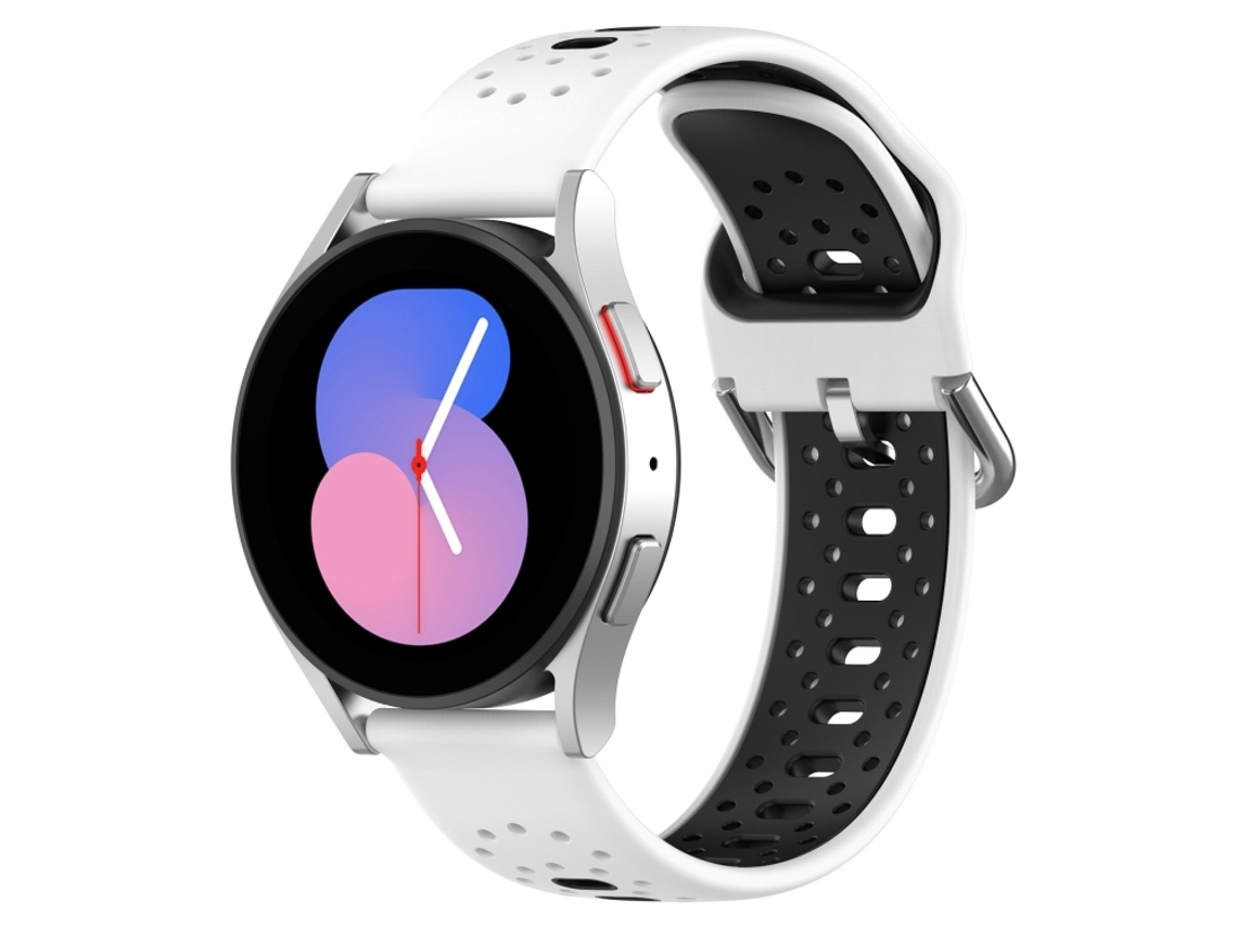 Bracelete Para Samsung Galaxy Watch Active 2 (44mm) - Silicone Respirável Duas Cores (20mm) - Branco + Preto