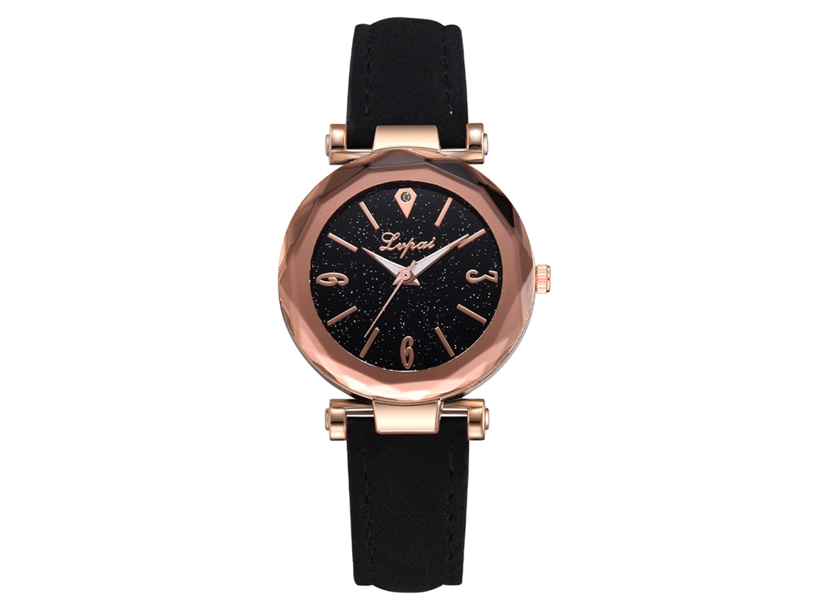 Reloj Analógico Para Mujer Con Correa De Piel Sintética, Estilo Sencillo, Negro.