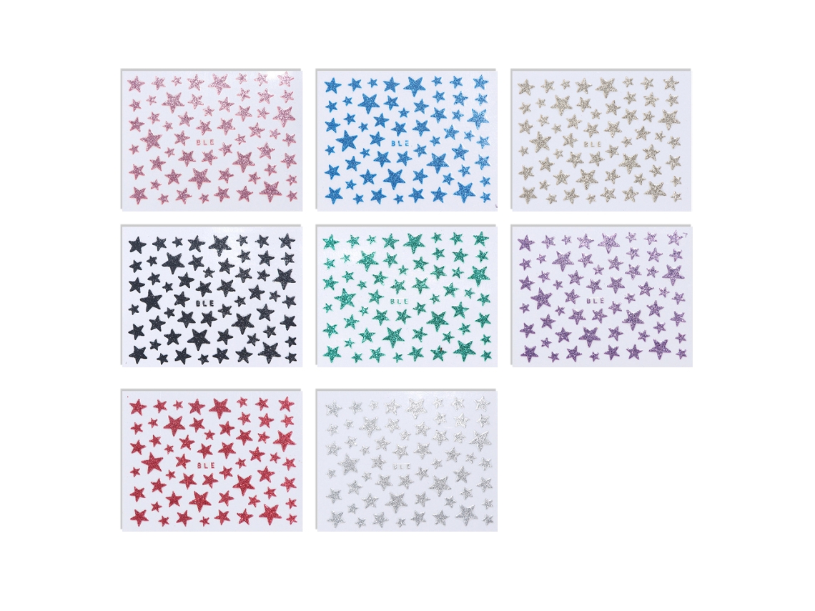 Pegatinas de uñas de estrella, 8 hojas, hojas adhesivas para decoración de uñas 3D para mujeres y niñas RNEMITERY