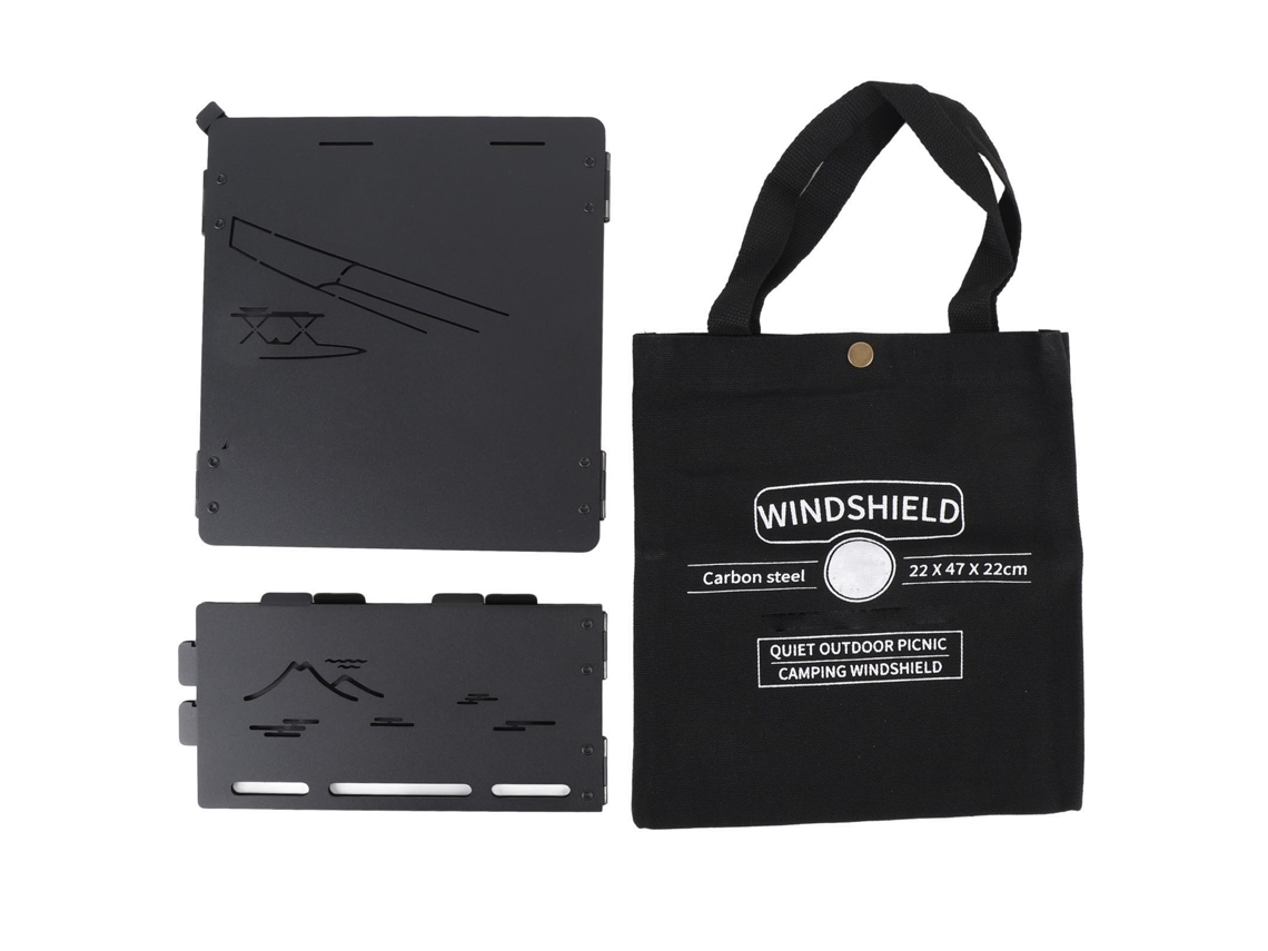 Paravientos negro para hornillo de camping plegable