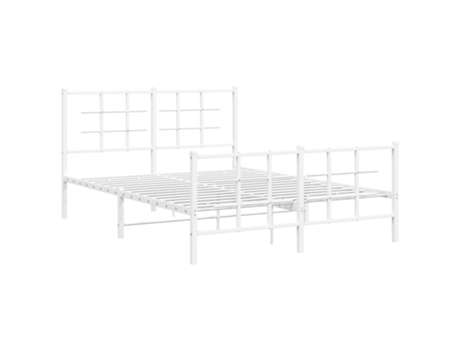 Estructura de cama con cabecero y patas VIDAXL metal blanco (135x190 cm)