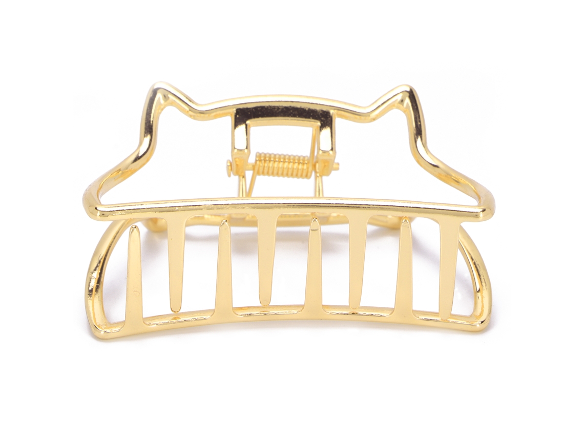 Pinza De Pelo De Metal Con Agarre Fuerte Y Antideslizante Forma De Gato Para Mujeres (dorado)