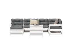 Conjunto de sofás de jardín de 2 piezas de pino macizo blanco Dkd Home Decor