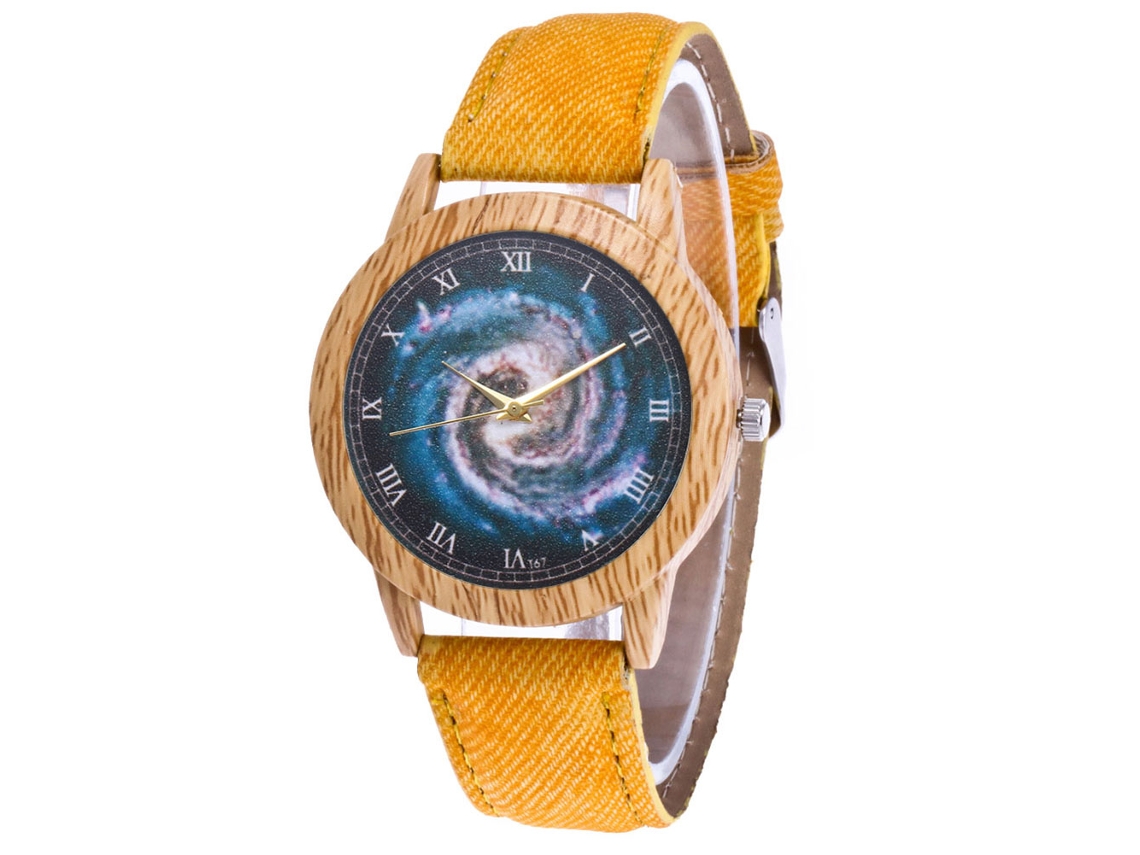Reloj De Pulsera De Cuarzo Con Correa De Denim Para Hombre Y Mujer Regalo Amarillo