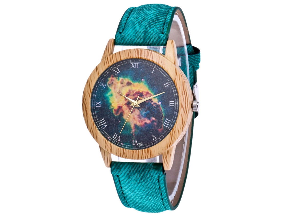 Reloj De Pulsera De Cuarzo Casual Unisex Con Cinturón Jean Nebula Zhoulianfa (verde)