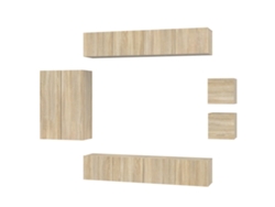 Pack Muebles de Armario Tv 8 Pzs Madera Procesada Roble Sonoma