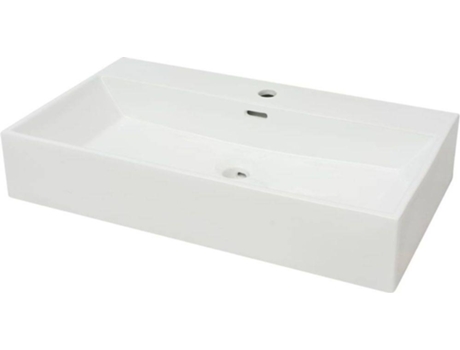 Lavabo VIDAxL con Orificio Para Grifo Cerámica 76x42,5x14,5 cm Blanco