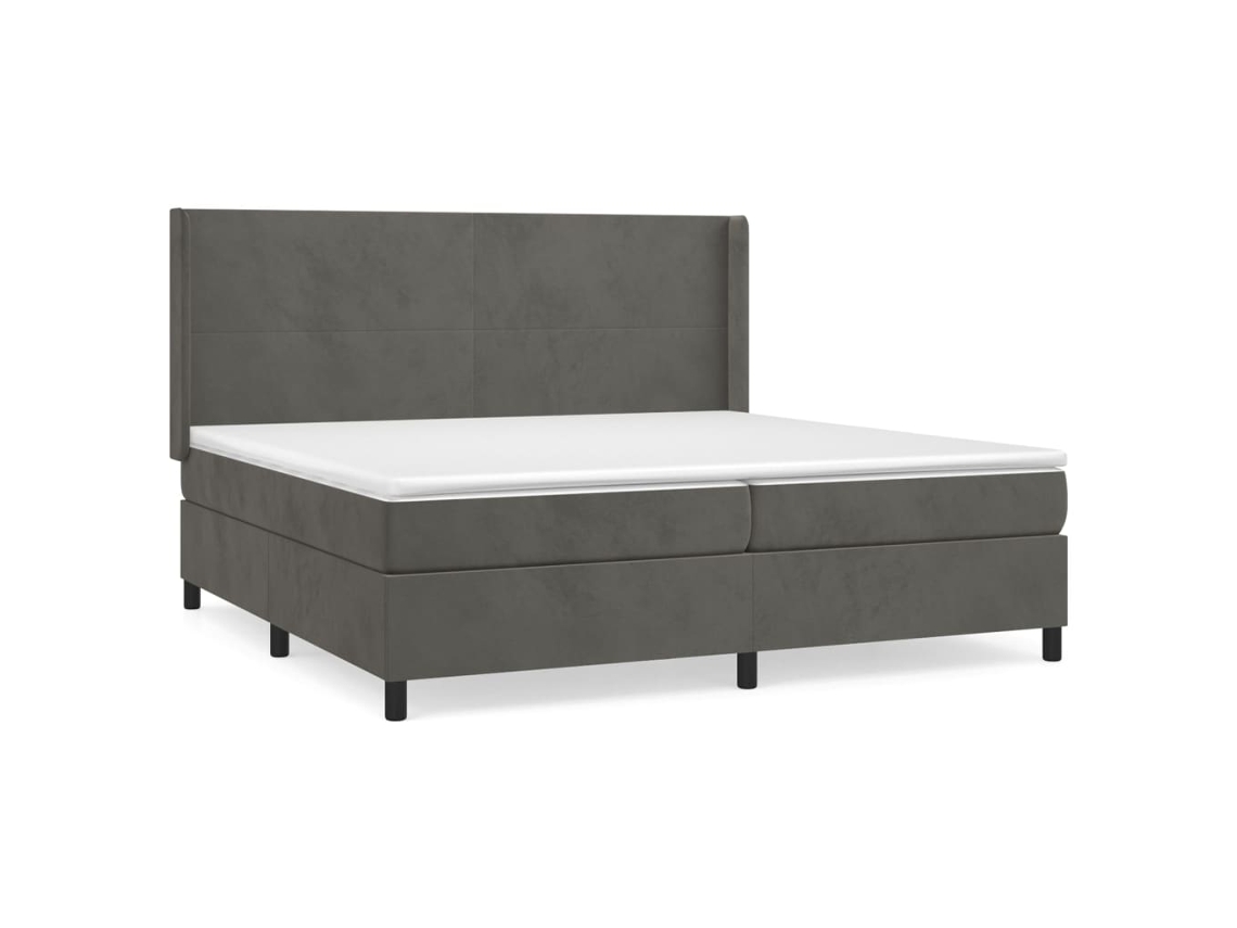 Maison Exclusive - Cama Box Spring Con Colchón Terciopelo Gris Oscuro 200x200 Cm
