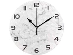 Reloj de pared redondo moderno de 12 pulgadas con diseño de mármol, silencioso y a pilas para decorar la sala de estar.