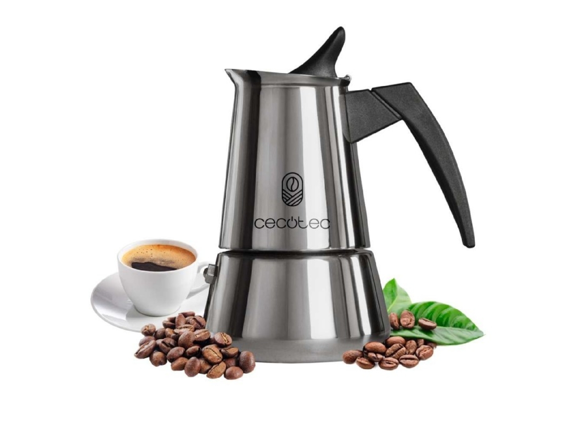 Cecotec Cafetera Italiana Piccolina 900. 450ml, 10 Tazas De Café, Acero Inoxidable, Apta Todas Superficies, Filtro Premium