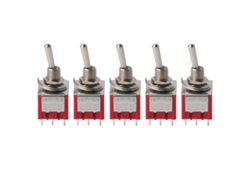 5 Piezas De Interruptor Toggle De 2 Posiciones 3pdt 9 Pines 6mm 2a/250vca 5a/125vca