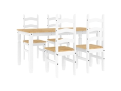 Maison Exclusive - Juego De Comedor Panama 5 Pzas Madera Maciza De Pino Blanco