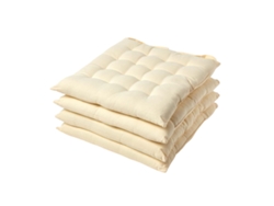 Homescapes Cream Plain Seat Pad With Straps, Cotton, 40 X 40 Cm, Set Of 4