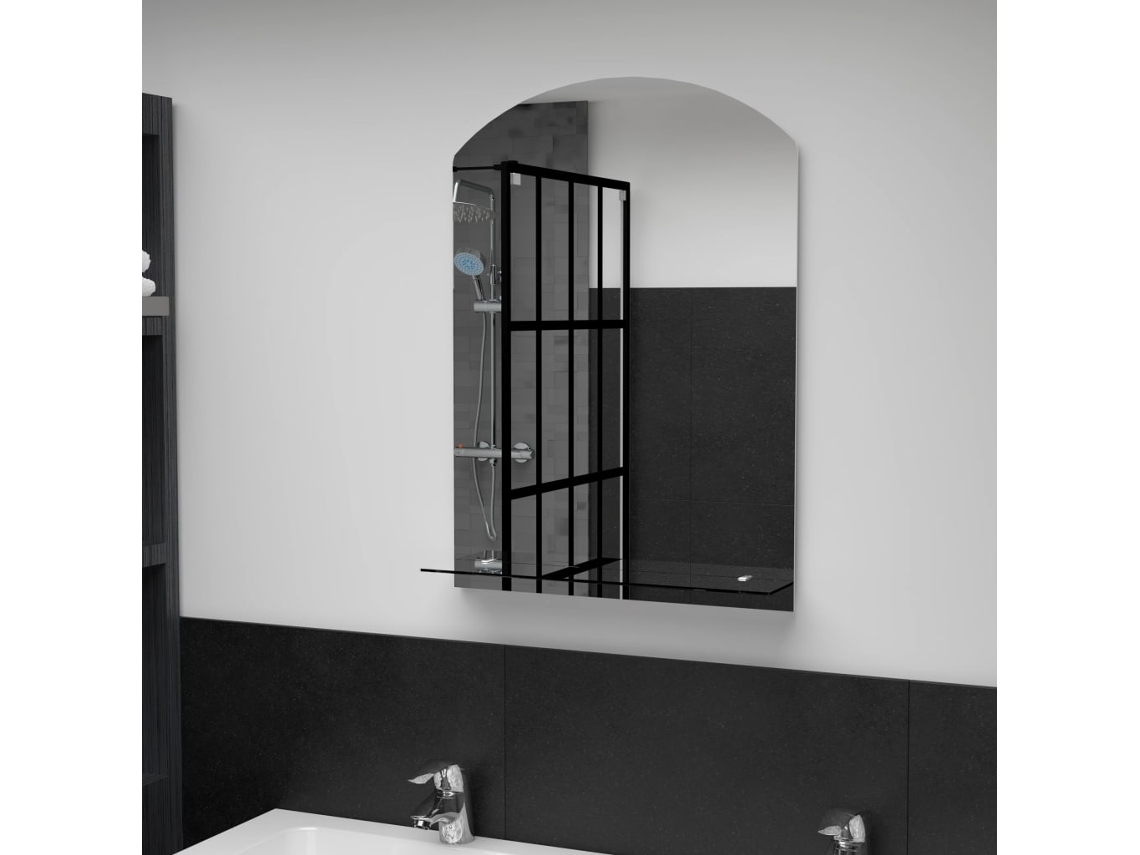 Espejo De Pared Con Estante De Vidrio Templado 50x70 Cm