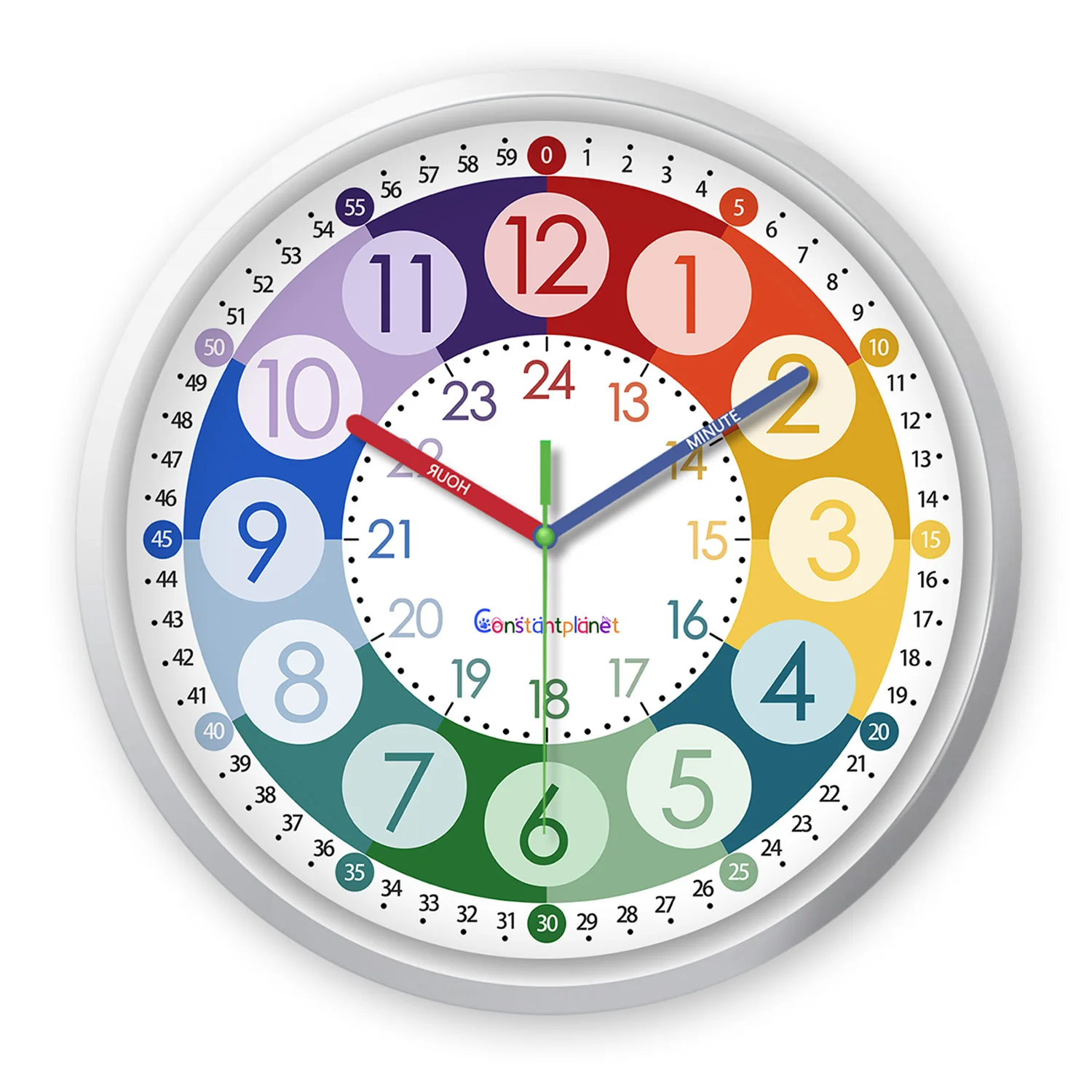 Reloj De Pared Digital De Plástico Y Vidrio De Color (12 Pulgadas), Reloj De Cuarzo Silencioso.