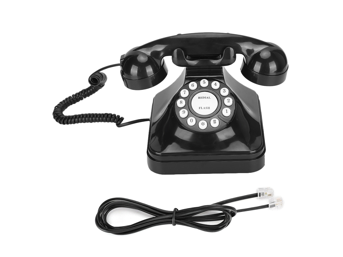 VIVILIYYA Telefone De Secretária Vintage Preto Multifuncional Em Plástico Com Re Discagem E Flash
