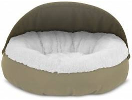 Cama Redonda para Perros y Gatos GAUTY Tela Impermeable y pelo (Blanco y Beige - 57 cm)