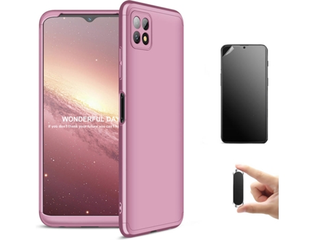 Carcasa + Protector + Soporte Samsung A22 5G Slim Armor 360º Rosa BD-HF