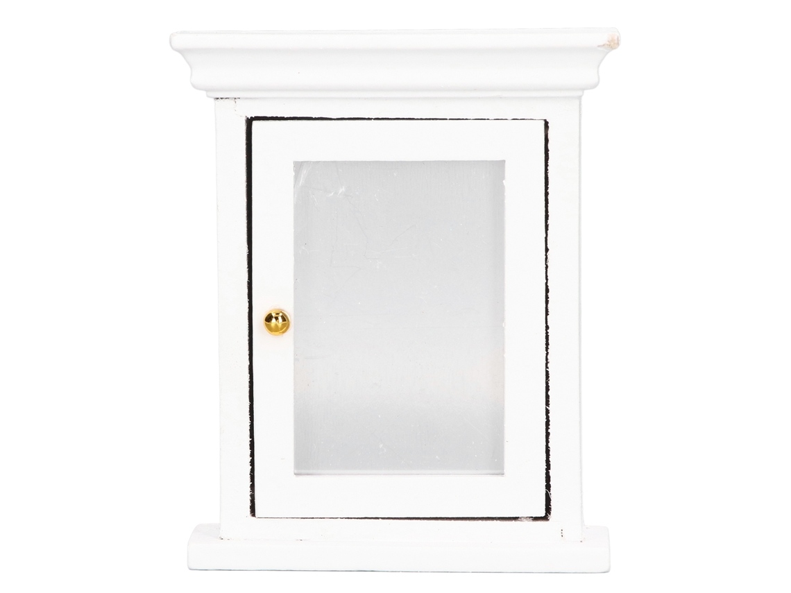 Muebles de baño en miniatura con espejo blanco para casa de muñecas 1:12, accesorios de decoración.