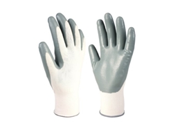 Guantes De Poliéster Y Palma De Nitrilo (talla 9) Color Blanco Y Gris