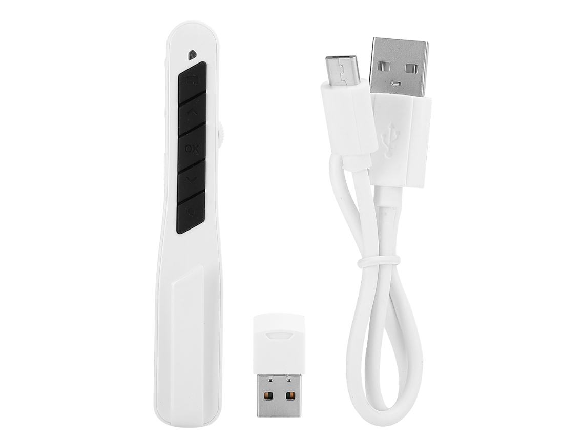 Presentador Inalámbrico 2.4g Con Ratón De Control Ppt Láser Rojo Pr28 Blanco