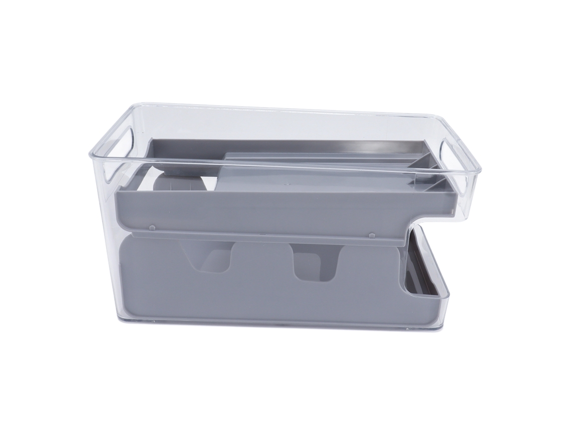 Estante para latas de refresco con 8 compartimentos extraíbles, en ángulo, para refrigerador y despensa, gris | Sin marca