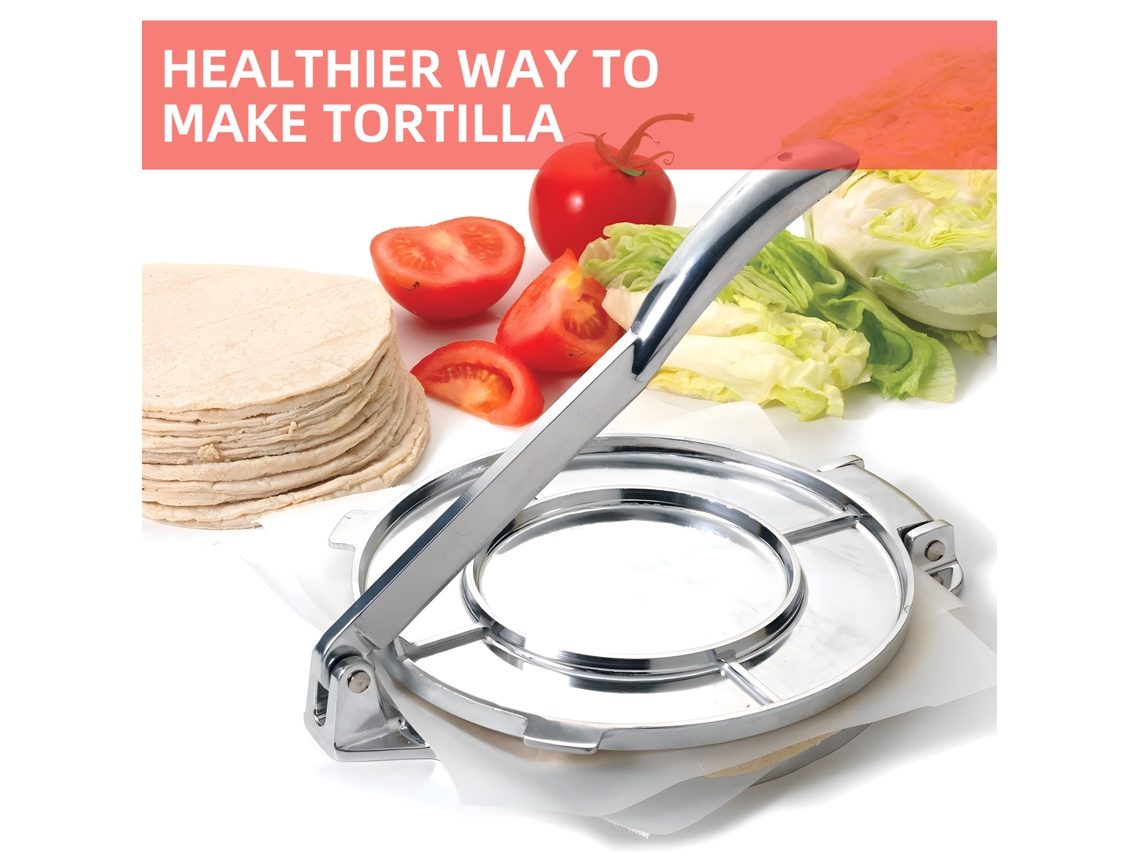 Prensa Para Tortillas De 8 Pulgadas, De Acero Y Aluminio, Multiusos Para Hacer Roti Con Mango, Ideal Para Masa De Pizza, Pasteles Y Huevos.