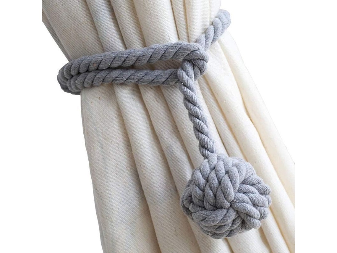 2026-2 Unidades De Ataduras Para Cortinas - Cuerda Resistente, Hecha A Mano (gris)