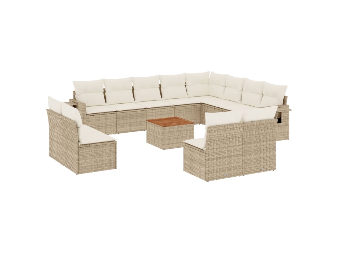 Conjunto 13 sofás de jardín con cojines VIDAXL ratán sintético beige