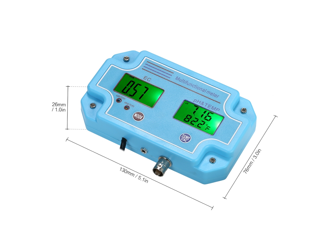 Medidor De Calidad Del Agua 3 En 1: Ph/ec/temp Con Pantalla Lcd Y Calibración Automática.