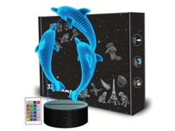 Luz nocturna infantil, tira de luz visual 3D con control remoto, 16 cambios de color, Dolphin SIURN