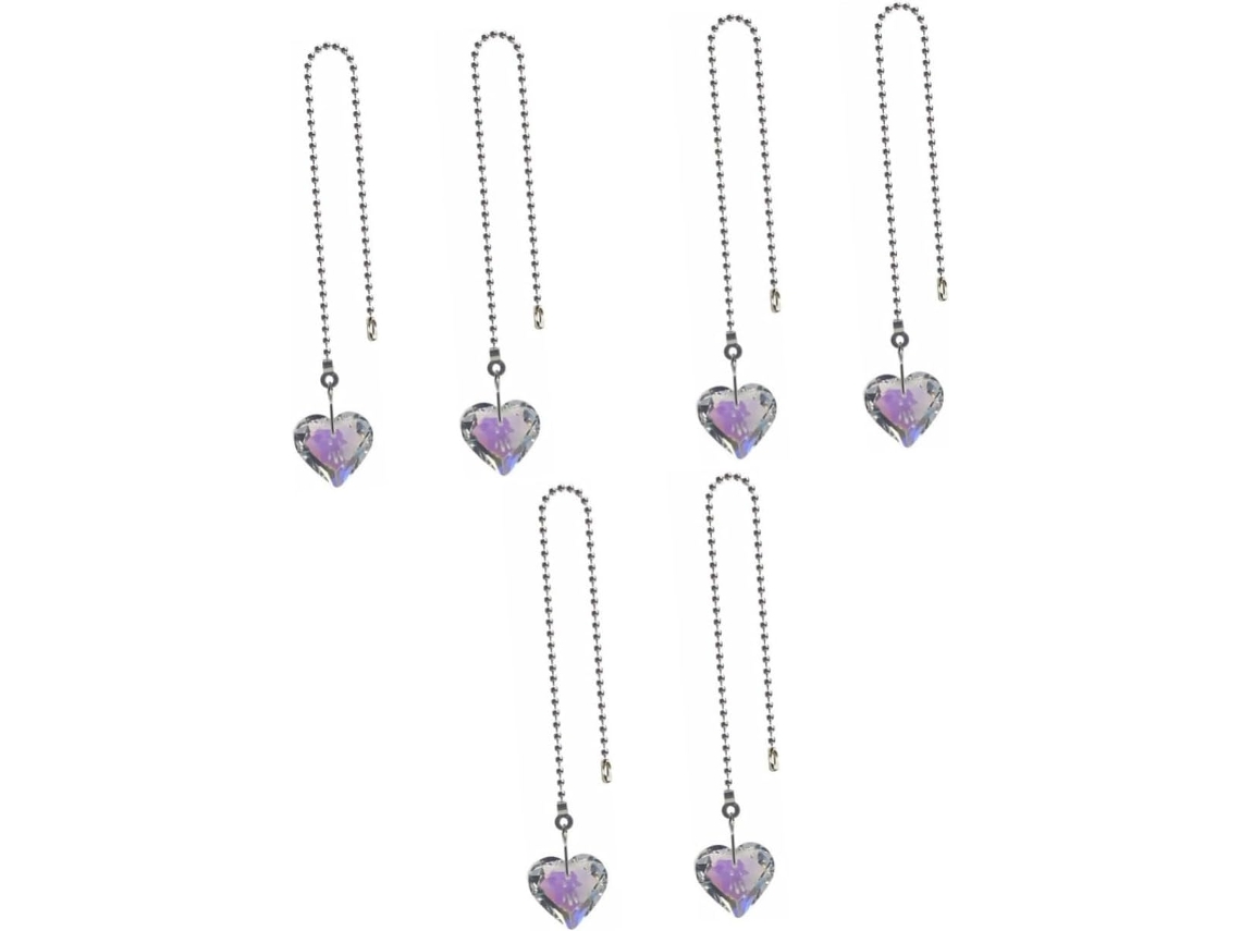 Juego de 6 cadenas de cristal con diseño de prisma en forma de corazón y conector de par Gokoco