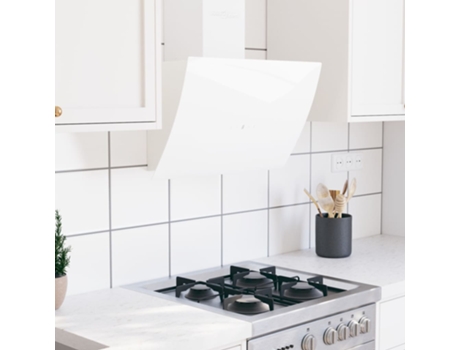 vidaXL Campana extractora de pared acero vidrio templado blanco 60 cm