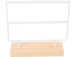 Organizador Joyas Madera Hierro Almacenamiento Exhibición Soporte Boutique Blanco Pendientes
