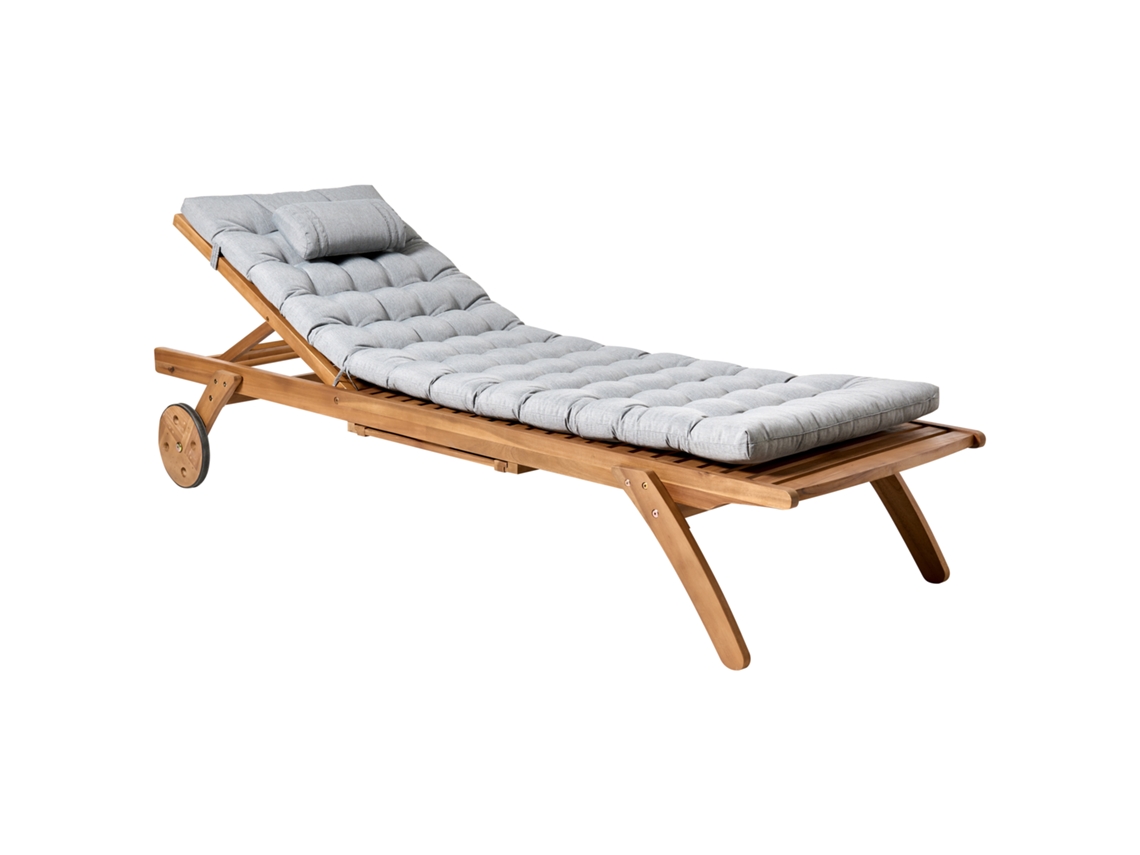 Espreguiçadeira De Jardim Com Encosto Ajustável Beliani Cesana Premium De Madeira De Acácia Castanho 61x195x80