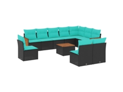 Maison Exclusive - Conjunto De Sofá De Jardín De 11 Piezas Con Cojines, De Poliratán Negro