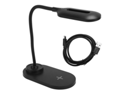 Lámpara De Mesa Led Con Cargador Inalámbrico, Flexible, 3 Niveles De Brillo, Control Táctil, Color Negro.
