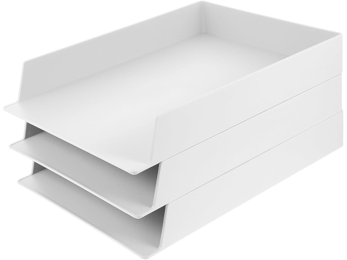 Caja Organizadora De Escritorio Apilable De 3 Piezas, Material Abs.