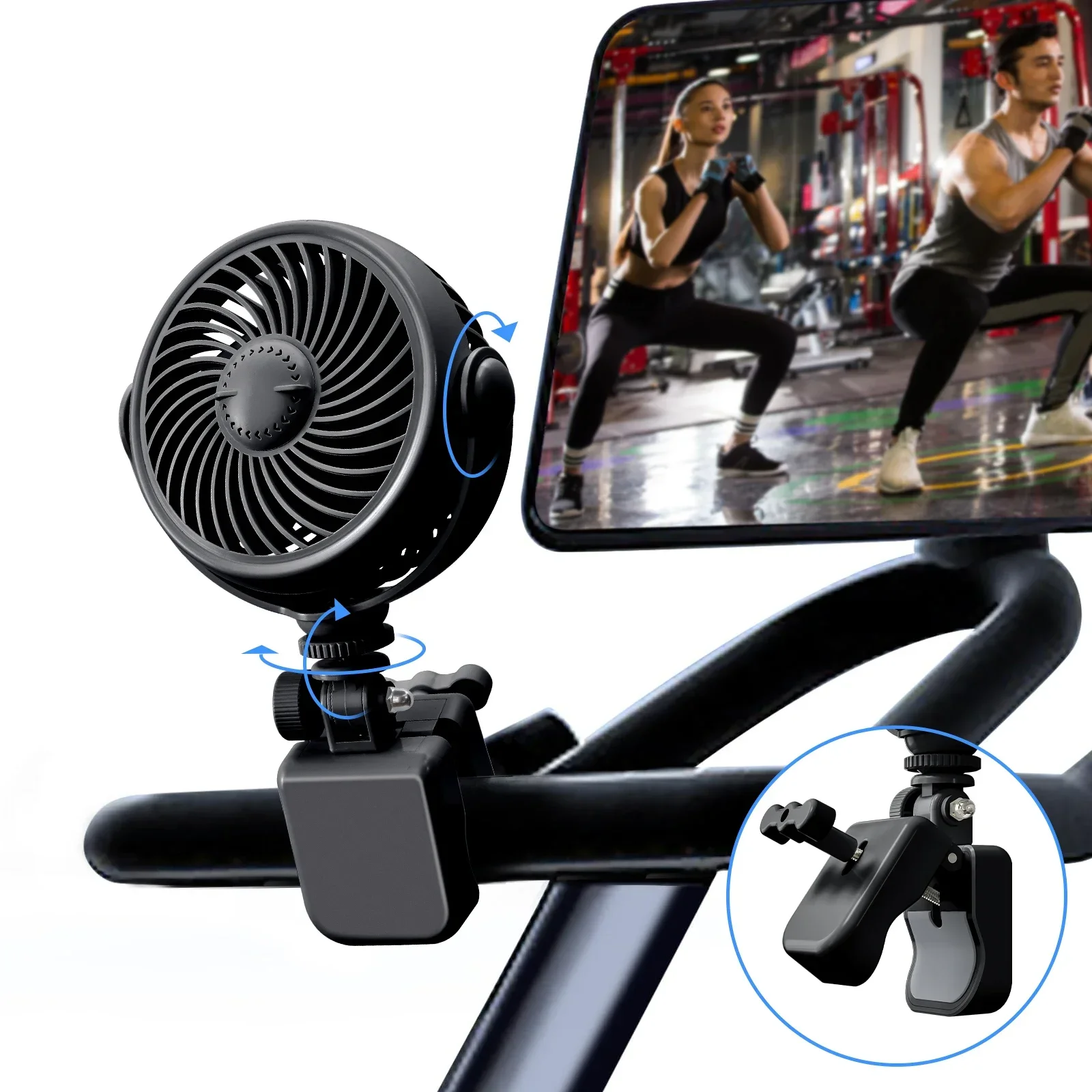 Ventilador De Coche Con Clip (negro), Ventilador Portátil De Verano Para Fitness Con 4 Velocidades De Viento.
